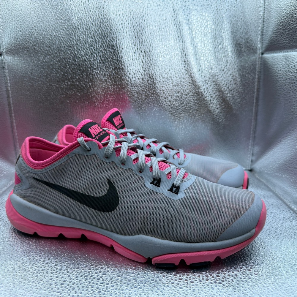 Size 8.5 Nike Flex Adapt Training Shoes Womens Gray Pink Excellent Flywire Gym